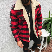 Jaqueta Moda casual bolso manga comprida masculina xadrez retro