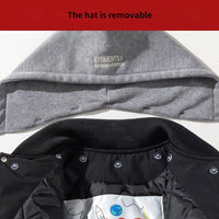 Jaqueta bordada vintage moda street com capuz