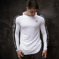 Bodybuilding Camisa de Manga Comprida Casual Moda Skinny