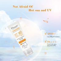 Protetor solar corporal e facial, para clareamento da pele, anti-envelhecimento e hidratante spf90