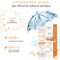 Protetor solar corporal e facial, para clareamento da pele, anti-envelhecimento e hidratante spf90