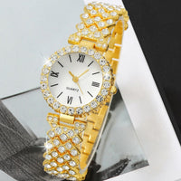 6 peças delicadas relógio de quartzo com strass com conjunto de joias
