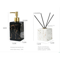 Frasco de loção de cerâmica marmorizada banhado a ouro de luxo