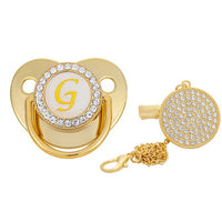 Chupeta de luxo cor ouro com a letra inicial do seu filho(a)