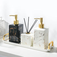 Frasco de loção de cerâmica marmorizada banhado a ouro de luxo