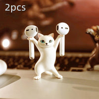 Suporte de fone de ouvido gato dançante para AirPods