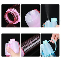 Nova garrafa de água spray criativa, atomizadoras, portáteis para esportes ao ar livre e academia