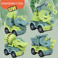 Brinquedos educacional de construção do dinossauro com caminhão