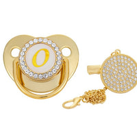 Chupeta de luxo cor ouro com a letra inicial do seu filho(a)