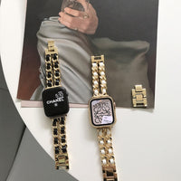 Pulseira de couro e metal de luxo para Apple e Smart Watch
