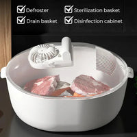 Novo Descongelador Rápido de Cozinha: Descongelamento 4 em 1, Mantenha Alimentos Frescos e Caixa UV Antibacteriana