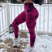 Legging feminina tie dye para academia sem costura