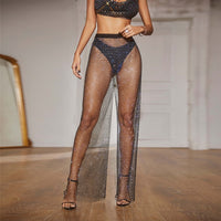 Calças de perna larga transparente