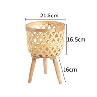 Conjunto com 3 Vasos Feito à mão de  bambu de flores com suporte pra planta e  decoração para casa