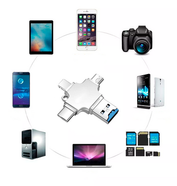 TOP 1 + Vendido -  Leitor 4 em 1 portátil de cartão micro sd de memória para iphone ipad android mac pc câmera
